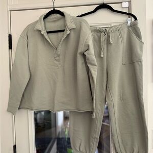 Mono B Green Collared Sweatshirt and Pants